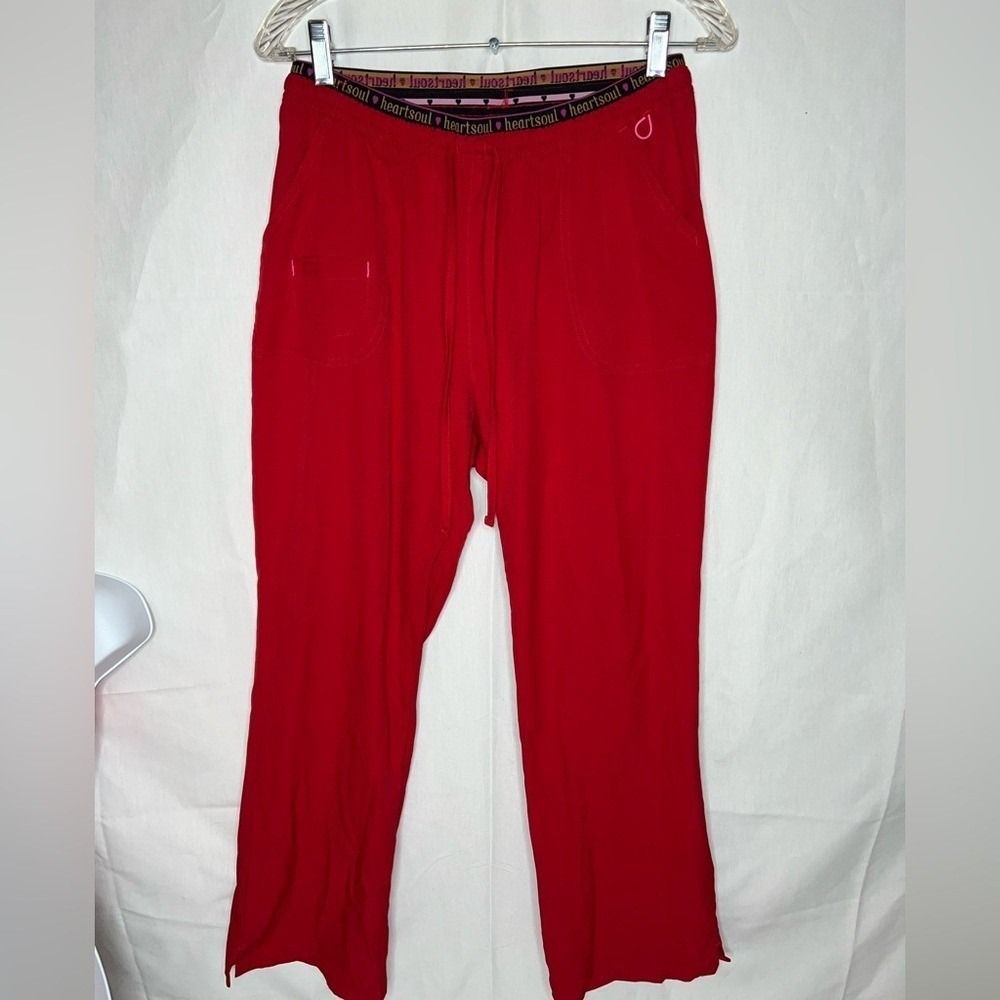 Heartsoul‎ Red Scrub Pants Mens Large Drawstring Elastic Waist Medical Uniform